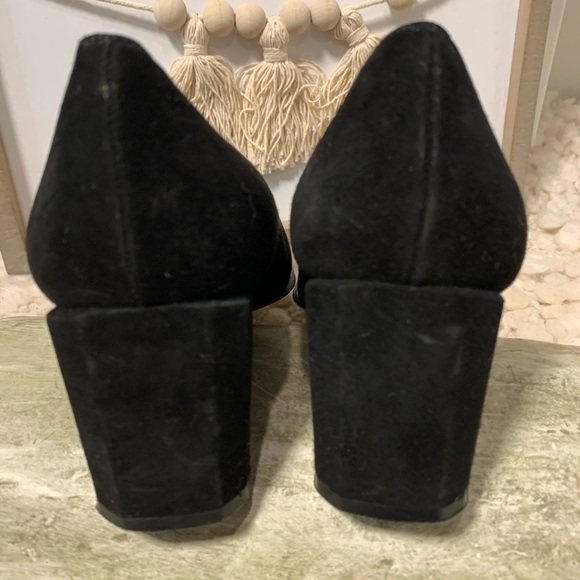 Stuart Weitzman || Black Suede Square Toe Block Heels 9.5 B - Picture 6 of 10